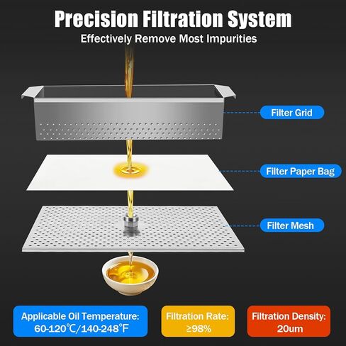 55 L /14.5 Gal Fryer Filter Machine 550W 110V Deep Fryer Oil Filter Machine with Oil Filtration System Stainless Steel Commercial Mobile Filter Cart with Wheels for Restaurant Supermarket in Saudi Arabia
