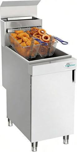 3-Tube Commercial Propane Gas Deep Fryer 90,000 BTU – 40lbs Oil Capacity Restaurant LP Gas Fryer, Thermostat Control 200°F-400°F, CSA in Saudi Arabia