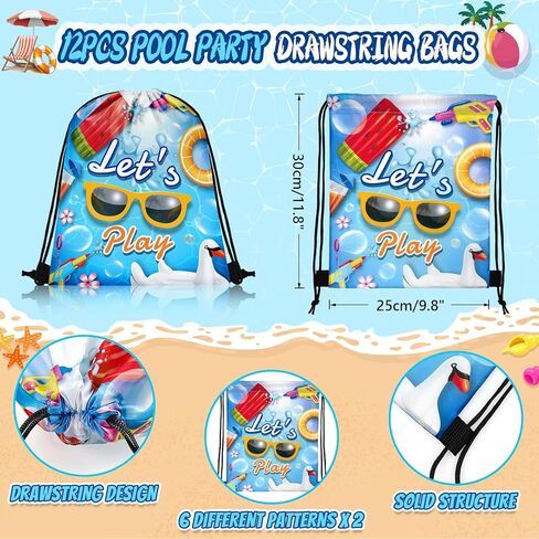 98 PCS Pool Party Party Favors Carphstring Party Party Party Favors Goodie حقائب مع قش شرب ملصقات أساور صفعة لاستلواحات Pool Party Supplies in Kuwait