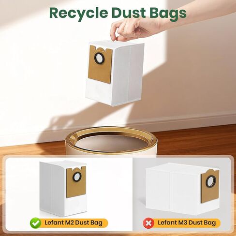 16 Pack M2 Plus Dust Bags Compatible with Lefant M2 Pro M2S Pro M2 Plus Robot Vacuum Bags 2.6L Large Capacity Heavy Duty Bags for Home Vacuum in Saudi Arabia