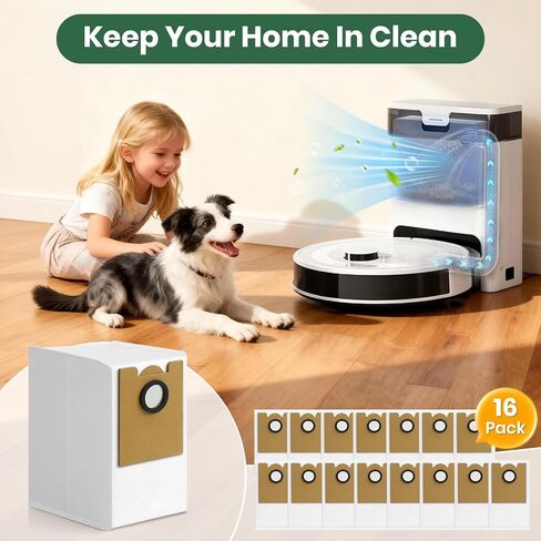 16 Pack M2 Plus Dust Bags Compatible with Lefant M2 Pro M2S Pro M2 Plus Robot Vacuum Bags 2.6L Large Capacity Heavy Duty Bags for Home Vacuum in Saudi Arabia