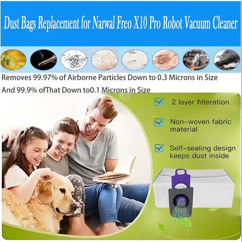 Dust Bags Replacement for Narwal Freo X10 Pro Robot Vacuum Cleaner Include: 10 Pack Vacuum Bags in Kuwait