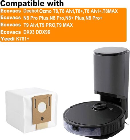12Pack CF Clean Fariy T8 Dust bags Compatible with Ecovacs Deebot Ozmo T8/ T8+/ T8 AIVI/ N8 Pro/ N8 Pro Plus/ DX93/ DDX96 Vacuum Cleaner Also Fit for Yeedi K781 in Kuwait