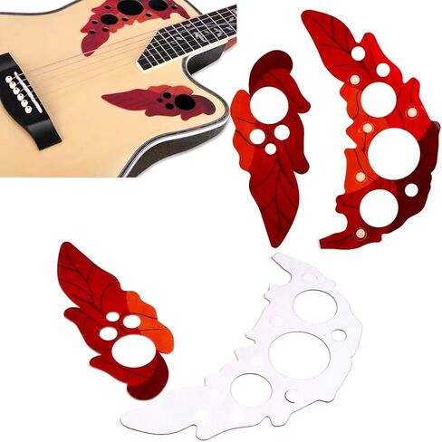 Set of 2 Self Stick Plastic Guitar Pickguard Grape Leaf Style Guitar Sound Hole Covers for Acoustic Guitar in Kuwait