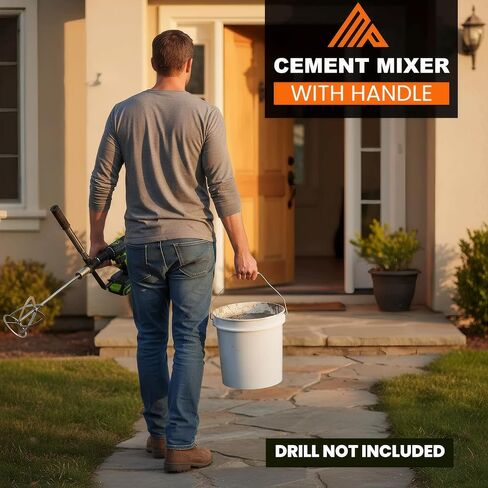 ملحق مثقاب لخلاط الأسمنت والخرسانة من مايتي فاين - مجداف خلط فولاذي شديد التحمل للملاط والجص والجص - لقمة خلط حلزونية لدلاء سعة 5 جالون - خلاط طين وطلاء الجدران الجافة المقاوم للصدأ in Kuwait