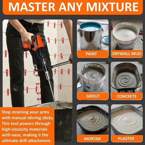 ملحق مثقاب لخلاط الأسمنت والخرسانة من مايتي فاين - مجداف خلط فولاذي شديد التحمل للملاط والجص والجص - لقمة خلط حلزونية لدلاء سعة 5 جالون - خلاط طين وطلاء الجدران الجافة المقاوم للصدأ in Kuwait