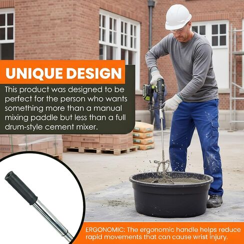 ملحق مثقاب لخلاط الأسمنت والخرسانة من مايتي فاين - مجداف خلط فولاذي شديد التحمل للملاط والجص والجص - لقمة خلط حلزونية لدلاء سعة 5 جالون - خلاط طين وطلاء الجدران الجافة المقاوم للصدأ in Kuwait