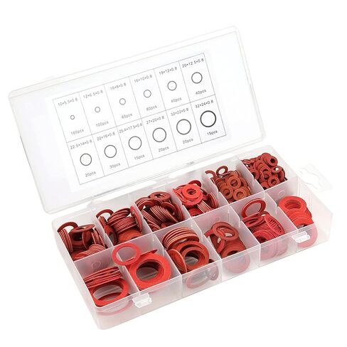 600 قطعة 12 مقاسًا من مجموعة غسالات الورق المصنوعة من الألياف الفولاذية الحمراء مجموعة متنوعة من الغسالات العازلة مع صندوق (600 قطعة) in Kuwait