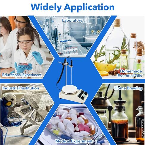 5.5 inch Magnetic Stirrer Hot Plate, Max Temp 572℉/ 300℃, 100-1500RPM Ceramic Coated Aluminum Stir Plate, Max 5L Stirring Capacity, with Stir Bar, Temp Probe Sensor, Stand in Kuwait