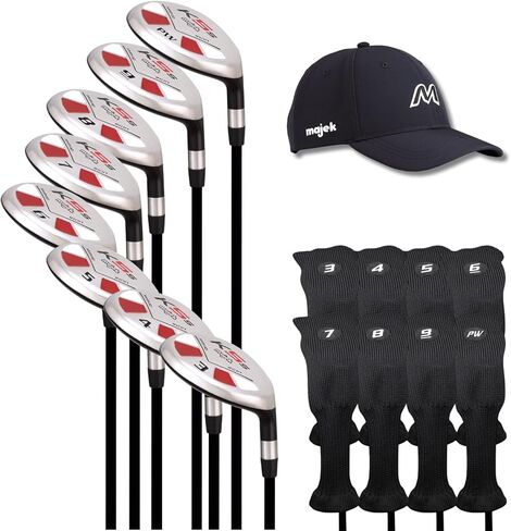 Right Handed Majek K5s Hybrid Set Regular Men's Standard Length with Jumbo Grips Includes 3-PW Clubs with Black Hybrid Headcovers and Black Majek Golf Hat in Saudi Arabia