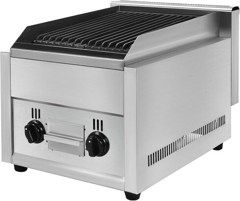11x14in Commercial Gas Charbroiler, Countertop Stainless Steel Grill with 2 Burner, Heavy Duty Restaurant BBQ Broiler, 60TU/hr Outdoor Cooking Griddle Barbecue for Garden, Patio, Restaurants in Saudi Arabia