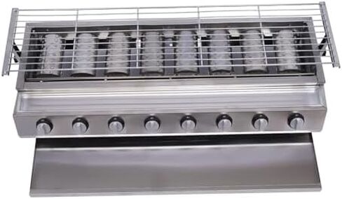 Professional Gas Charbroiler Grill 4/8-Burner with Independent Controls, Adjustable Height 0-9cm, Removable Grates & Oil Collection, Ideal for Outdoor BBQ Cooking in Saudi Arabia