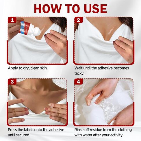 لاصق للجسم قابل للف للبشرة والملابس - مقاوم للعرق، يمكن غسله بالماء | لاصق عصري للراقصين، والجورب، والجوارب، والثياب، وحمالات الصدر، والشعر المستعار، والأزياء، وغراء الجلد السائل غير السام (2 أونصة سائلة) in Kuwait
