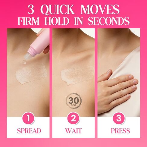 Body Adhesive for Clothes, Sweat-Proof & Long-Lasting Glue for Low-Cut Styles, Strapless Dresses & Work Blouses, Fabric-Safe Liquid Skin Glue for Dancers, Bras, Stockings, Gowns - 20ml in Kuwait