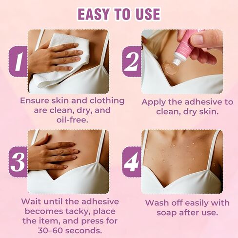 غراء لاصق للجسم للملابس والبشرة، غراء جسم آمن على القماش، مقاوم للعرق وقابل للغسل، شريط غراء عصري للراقصات، الجوارب، ملابس الرقص، حمالات الصدر، الشعر المستعار، الأزياء التنكرية، يثبت طوال اليوم، سريع الجفاف in Kuwait