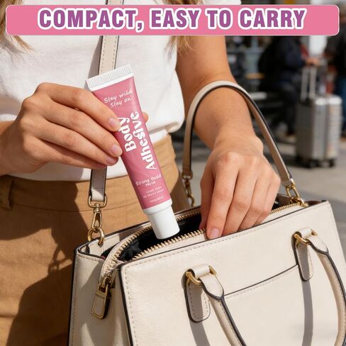 غراء لاصق للجسم للملابس والبشرة، غراء جسم آمن على القماش، مقاوم للعرق وقابل للغسل، شريط غراء عصري للراقصات، الجوارب، ملابس الرقص، حمالات الصدر، الشعر المستعار، الأزياء التنكرية، يثبت طوال اليوم، سريع الجفاف in Kuwait