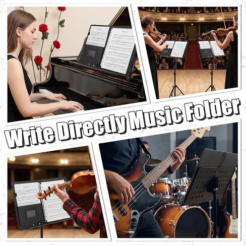 Choral Sheet Music Folder Organiser 3 Ring Black Choir Binder with Hand Strap PU Piano Music Sheet Holder Storage with Plastic Sleeves Fits Letter Size 8.5 x 11 Inch for Guitar, Orchestra, Band in Saudi Arabia