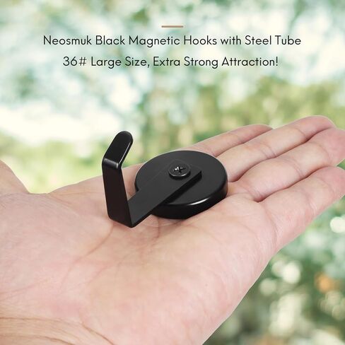 Neosmuk Magnetic Hooks,170lb Heavy Duty Magnet Wreath Hanger,Steel-Tube Base,No-Drill Door Hook, L-Cruise Cabin Door Hook,Black,2 Pack in Kuwait
