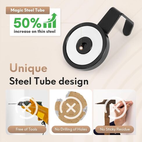 Neosmuk Magnetic Hooks,170lb Heavy Duty Magnet Wreath Hanger,Steel-Tube Base,No-Drill Door Hook, L-Cruise Cabin Door Hook,Black,2 Pack in Kuwait