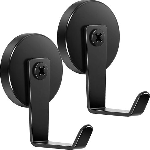 Neosmuk Magnetic Hooks,170lb Heavy Duty Magnet Wreath Hanger,Steel-Tube Base,No-Drill Door Hook, L-Cruise Cabin Door Hook,Black,2 Pack in Kuwait