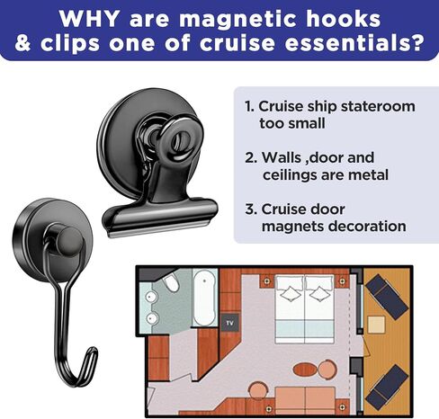 40lbs+ Magnetic Hooks and Clips Set for Cruise Cabins, 12 Pack Cruise Magnetic Organizer for Hanging Clothes, Hats, Lanyards, Daily Schedules - Cruise Essentials, Magnetic Hanger for Classroom, Fridge in Saudi Arabia