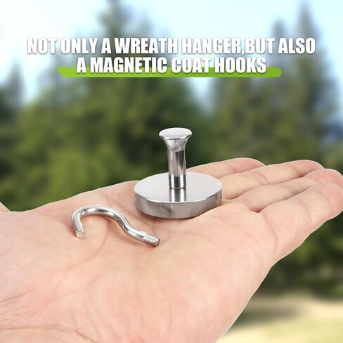 Neosmuk Magnetic Coat Hook,130lb+ Strong Extra Heavy Duty Magnet Hooks,Magnetic Wreath Hanger/Holder for Metal Doors,Purse,Towel,Stocking,Cruise Cabin,Silver,2 Pack in Saudi Arabia
