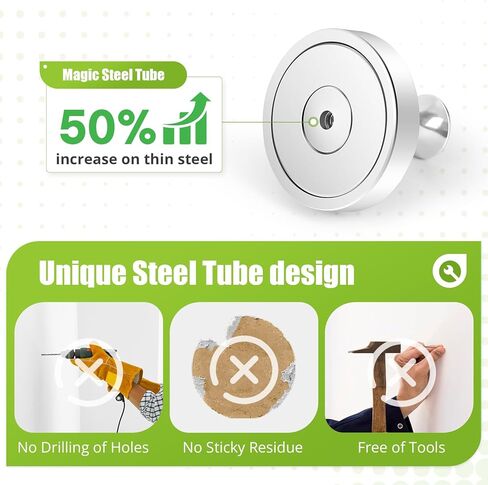 Neosmuk Magnetic Coat Hook,130lb+ Strong Extra Heavy Duty Magnet Hooks,Magnetic Wreath Hanger/Holder for Metal Doors,Purse,Towel,Stocking,Cruise Cabin,Silver,2 Pack in Saudi Arabia