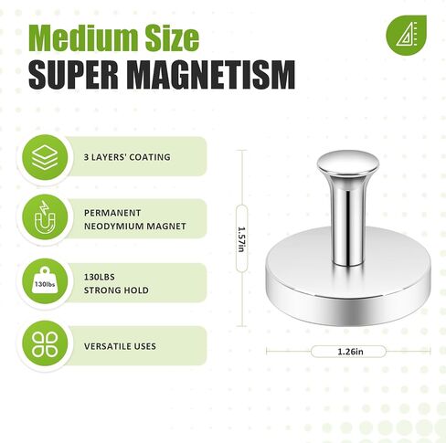 Neosmuk Magnetic Coat Hook,130lb+ Strong Extra Heavy Duty Magnet Hooks,Magnetic Wreath Hanger/Holder for Metal Doors,Purse,Towel,Stocking,Cruise Cabin,Silver,2 Pack in Saudi Arabia