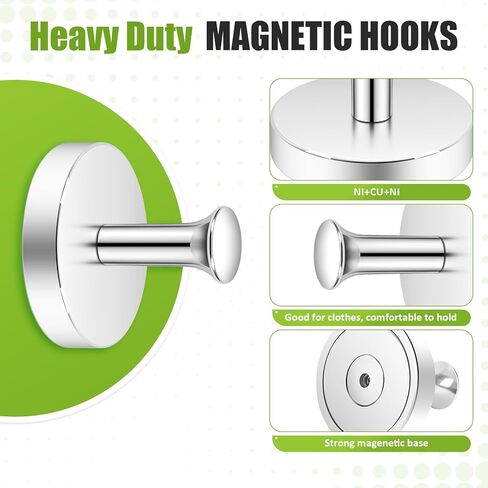 Neosmuk Magnetic Coat Hook,130lb+ Strong Extra Heavy Duty Magnet Hooks,Magnetic Wreath Hanger/Holder for Metal Doors,Purse,Towel,Stocking,Cruise Cabin,Silver,2 Pack in Saudi Arabia