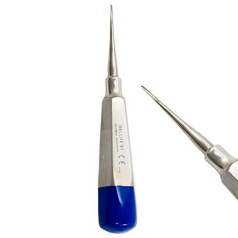 مصعد جذر الأسنان ذو الرؤوس المستقيمة مقاس 1 مم، أدوات استخلاص الأسنان والأضراس - #S1 - مصعد بمقبض أزرق - الفولاذ المقاوم للصدأ الألماني (قطعة واحدة) in Kuwait