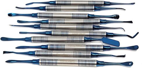 A2Z أدوات طب الأسنان الاحترافية زرع العظم السمحاقي لخلع المصعد | تقويم الأسنان PDL | 10 قطع من مصعد السمحاق لاستخراج الجذر جراحيًا - مقبض مجوف مطلي بالتيتانيوم in Kuwait