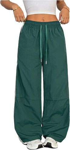 SHENHE Women's Y2k Wide Leg Track Pants Side Striped Drawstring Workout Active Trousers in Saudi Arabia