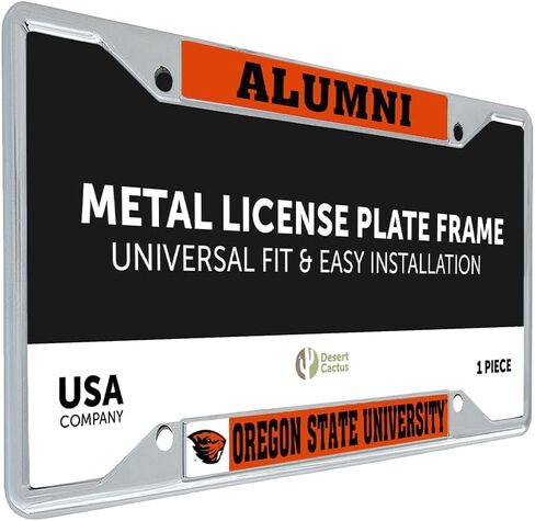 Desert Cactus Oregon State University License Plate Frame Beavers Metal Car Tag Holder for Front or Back of Car Officially Licensed (Alumni - Orange) in Saudi Arabia