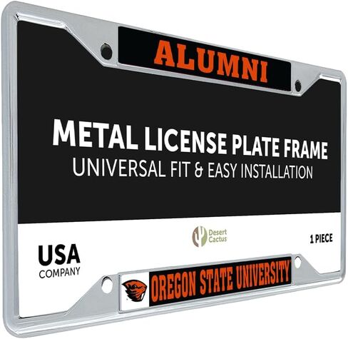 Desert Cactus Oregon State University License Plate Frame Beavers Metal Car Tag Holder for Front or Back of Car Officially Licensed (Alumni - Orange) in Saudi Arabia