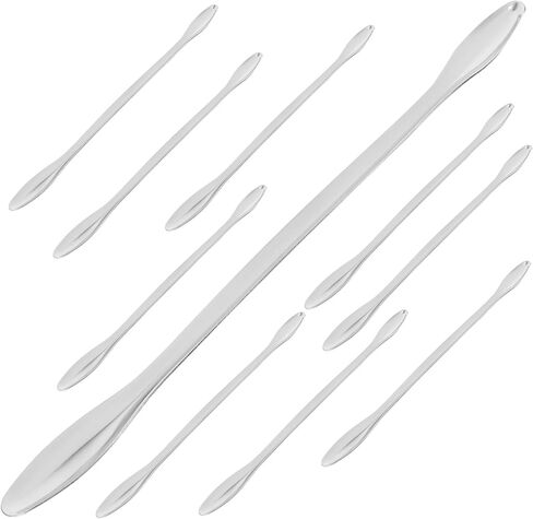 10 قطعة من ملاعق أخذ العينات من الفولاذ المقاوم للصدأ، مجارف قياس مختبرية مزدوجة الرأس 16 سم، ملاعق صغيرة رفيعة لأخذ عينات الطب واستخدام التجارب in Kuwait