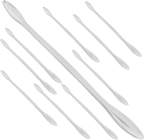 10 قطع من ملاعق المختبر المصنوعة من الفولاذ المقاوم للصدأ من ديديساون 16 سم، ملاعق قياس صغيرة سميكة مزدوجة الأطراف لأخذ عينات المسحوق والاستخدام التجريبي in Kuwait