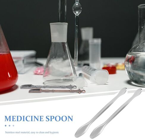 10 قطع من ملاعق المختبر المصنوعة من الفولاذ المقاوم للصدأ من ديديساون 16 سم، ملاعق قياس صغيرة سميكة مزدوجة الأطراف لأخذ عينات المسحوق والاستخدام التجريبي in Kuwait