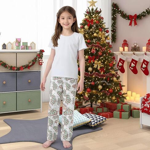 سراويل تتبع الكعك شجرة عيد الميلاد سراويل بيجاما السراويل غير الرسمية عيد الميلاد سروال رياضي لمدة 11-12 سنة in Kuwait