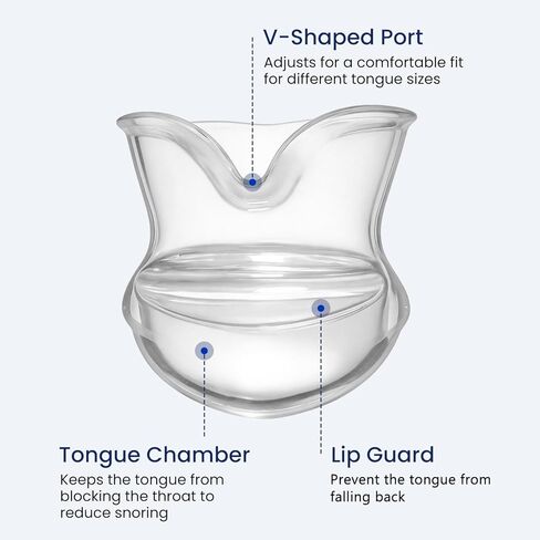Tongue Stabilizing Device Mouthpiece - Reusable, BPA-Free Anti Snore Solution & Comfortable Tongue Retainer to Reduce Snoring for Better Sleep, Fits Men & Women(White) in Kuwait