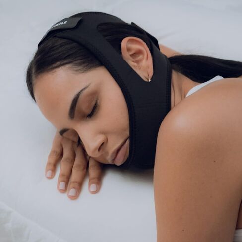 حزام ذقن مضاد للشخير قابل للتعديل لمستخدمي CPAP - جهاز إيقاف الشخير للنوم بشكل أفضل، قناع الوجه ضمادة تحافظ على الفم مغلقًا - حزام ذقن مريح للشخير للرجال والنساء (أسود) in Kuwait