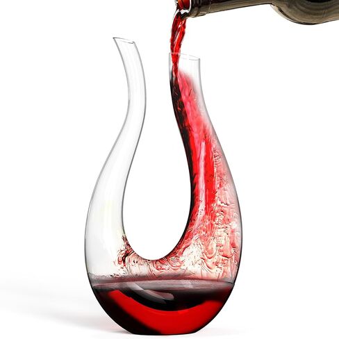 1PC Luxurious U-Shaped Crystal Glass Wine Decanter - High-End European Style, Harp Design, LargeRed Wine Capacity, Perfect for Home, Restaurant, and Household Use in Kuwait