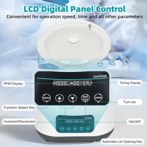 جهاز الطرد المركزي Lab PRP Benchtop، جهاز طرد مركزي رقمي لسطح المكتب 8x2 مل/5 مل/10 مل/4 × 15 مل، أنابيب اختبار السعة، مؤقت 30 ثانية - 60 دقيقة، سرعة رقمية 500-4000 دورة في الدقيقة، Max1717xg RCF لتطبيقات المختبر المختلفة in Kuwait