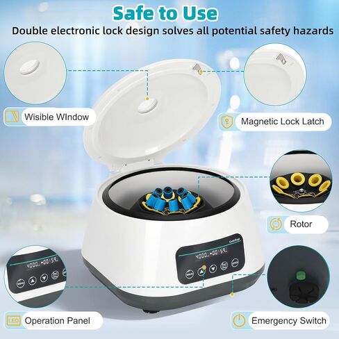 جهاز الطرد المركزي Lab PRP Benchtop، جهاز طرد مركزي رقمي لسطح المكتب 8x2 مل/5 مل/10 مل/4 × 15 مل، أنابيب اختبار السعة، مؤقت 30 ثانية - 60 دقيقة، سرعة رقمية 500-4000 دورة في الدقيقة، Max1717xg RCF لتطبيقات المختبر المختلفة in Kuwait