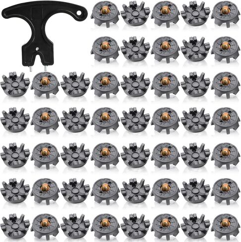 51 Piece Golf Spikes, Golf Cleats Replacement with Cleat Spanner, Metal Thread Screw 6 mm Soft Pins Stud for Lawn Cricket Shoes Players in Saudi Arabia