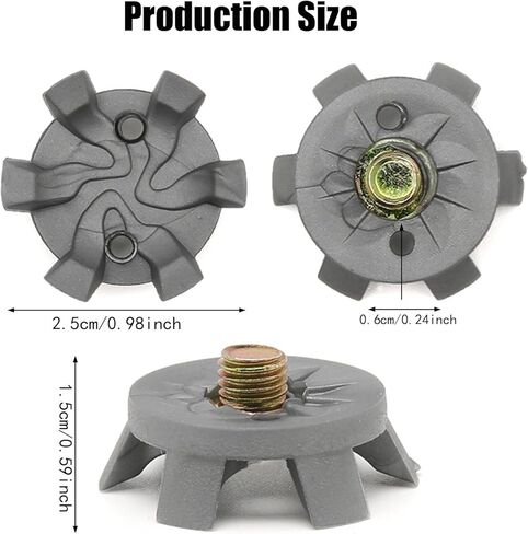 مجموعة استبدال مسامير أحذية الجولف المكونة من 51 قطعة - مرابط جولف ذات خيط معدني 6 مم مع 50 مسمارًا ومفتاح إزالة، وأزرار متينة من مادة TPU لتعزيز الجر والثبات (رمادي) in Kuwait