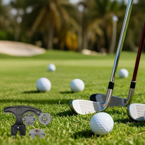 مجموعة استبدال مسامير أحذية الجولف المكونة من 51 قطعة - مرابط جولف ذات خيط معدني 6 مم مع 50 مسمارًا ومفتاح إزالة، وأزرار متينة من مادة TPU لتعزيز الجر والثبات (رمادي) in Kuwait