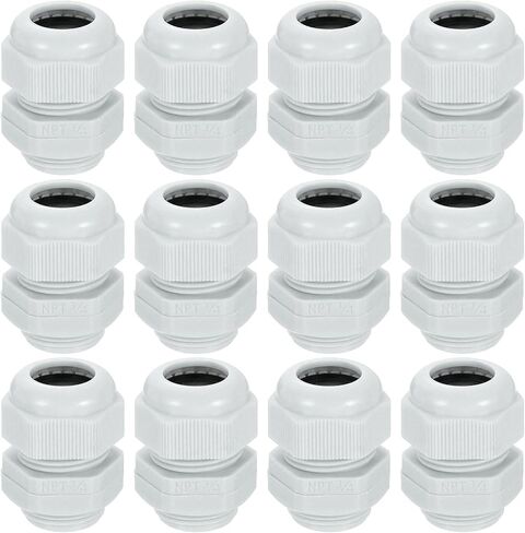 12 قطعة من uxcell NPT 3/4" غدد كابل نايلون، موصل مقبض سلك مقاوم للماء، واقيات حلقات أسلاك قابلة للتعديل 13-18 مم مع حشوات وجوز قفل لصندوق التوصيل، رمادي in Kuwait