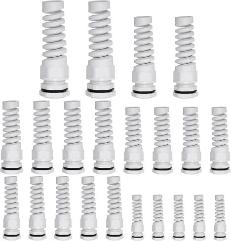 Glarks 22pcs PG7/PG9/PG11/PG13.5/PG16/PG21 8.3-20.5mm Cable Gland kit, Black Nylon Waterproof Flex Spiral Strain Relief Black Nylon Joint for Electrical Installations in Saudi Arabia