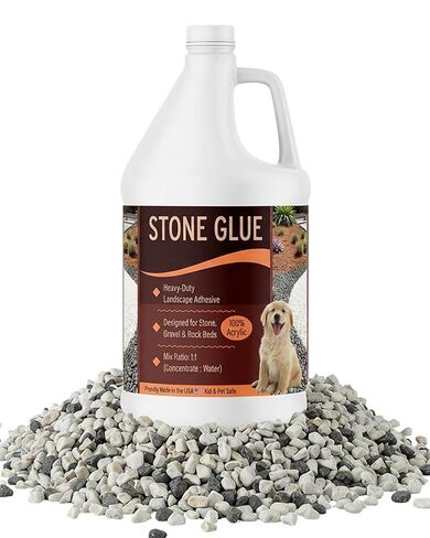 Stone Glue 1 Gallon – Heavy-Duty Acrylic Landscape Adhesive for Stone, Gravel & Rock Beds | Weather-Resistant Outdoor Bonding Seal | Kid & Pet Safe | Made in USA Contractor Grade in Kuwait