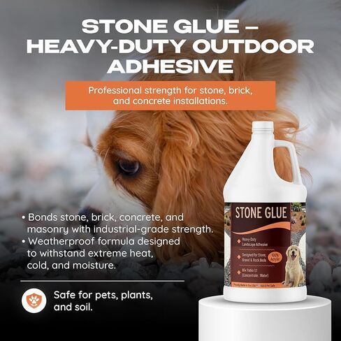 Stone Glue 1 Gallon – Heavy-Duty Acrylic Landscape Adhesive for Stone, Gravel & Rock Beds | Weather-Resistant Outdoor Bonding Seal | Kid & Pet Safe | Made in USA Contractor Grade in Kuwait